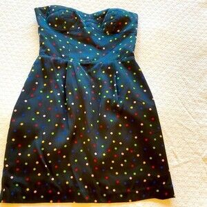 BCBGeberation Black Strapless Dress with Colorful Polkadots